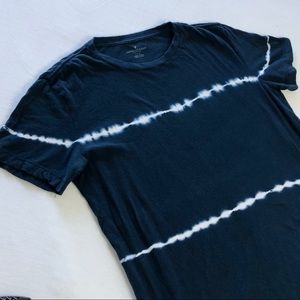 AEO Blue/Green Linear Tie Dye Stripe Tee